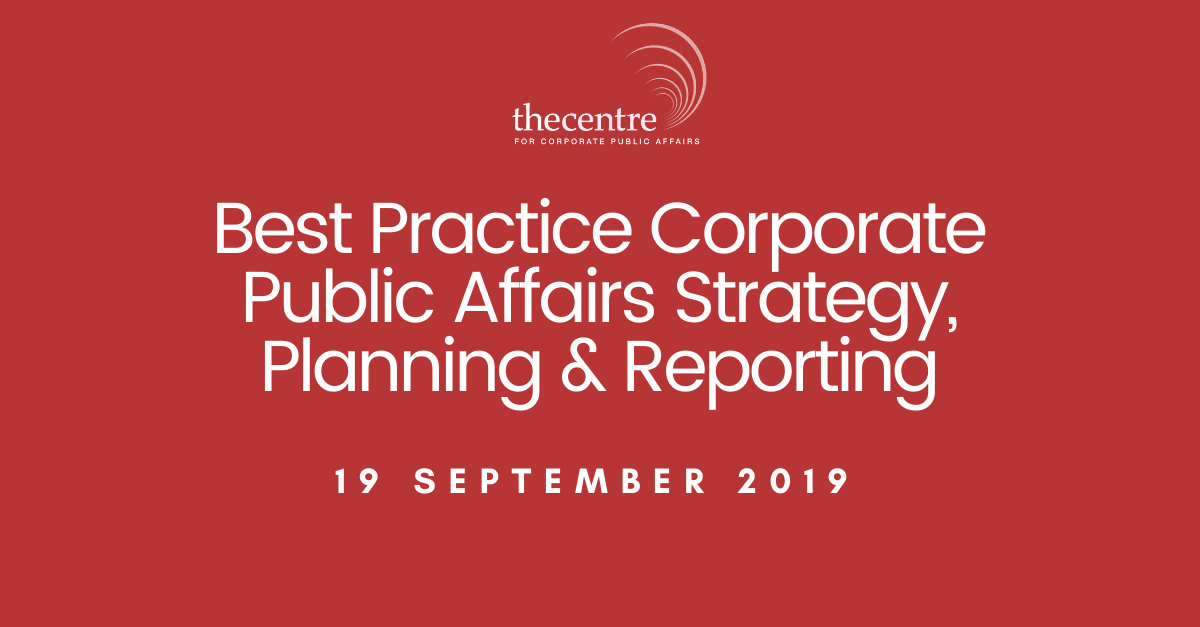 Best practice corporate public affairs strategy, planning, and reporting
